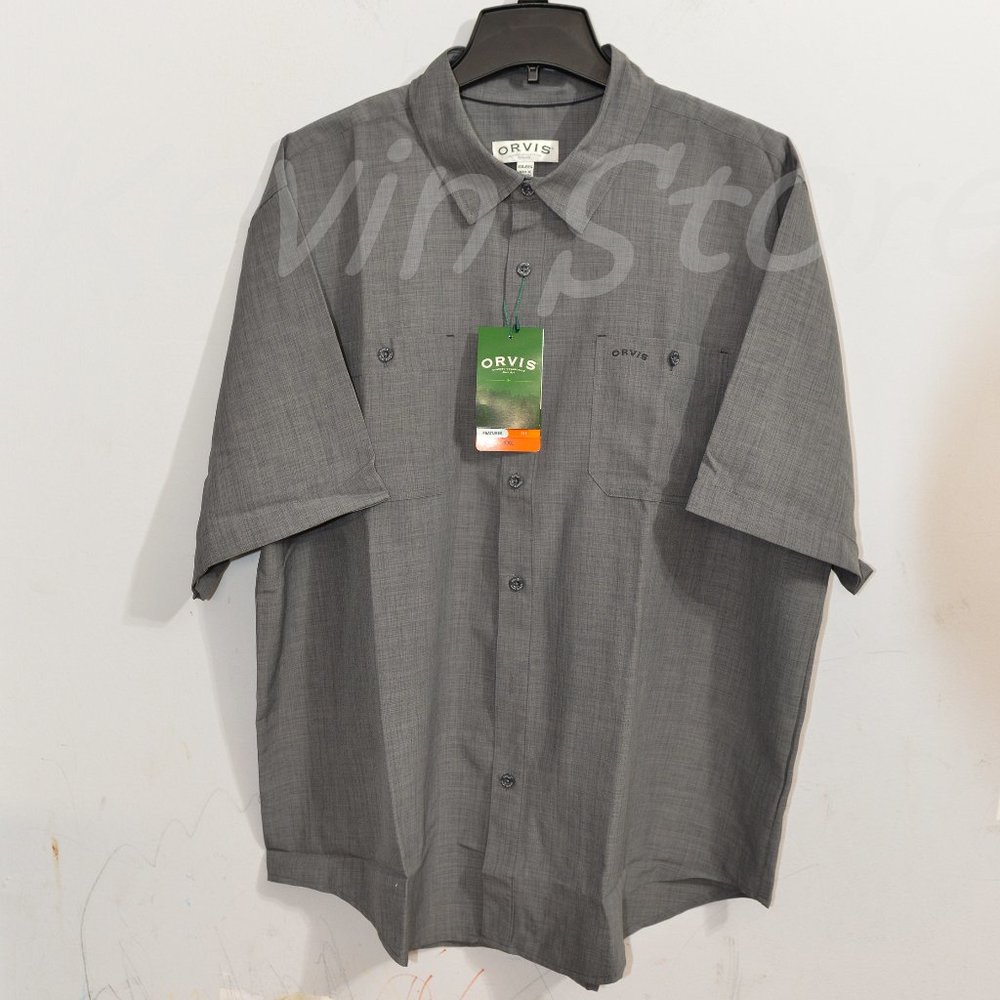 NWT Orvis Men’s Short Sleeve Woven tech shirt‎ Gray